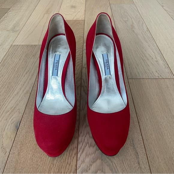 Prada Red Suede Pumps - Picture 2 of 13